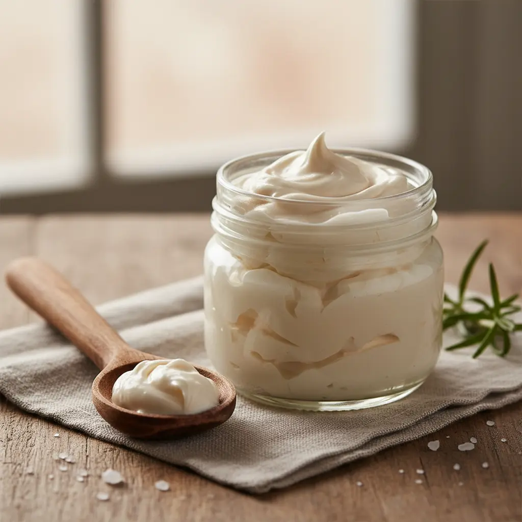 Whipped tallow in a glass jar