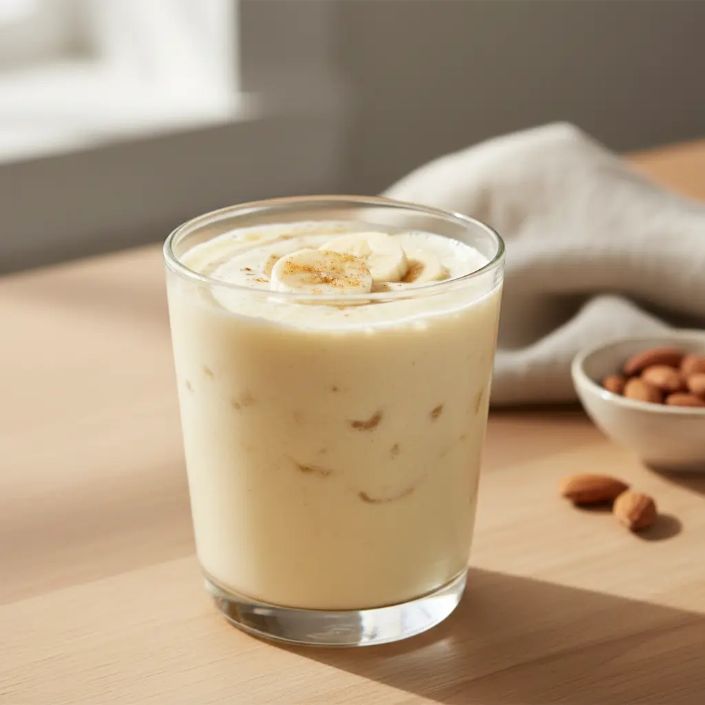 Banana shake ingredients in blender