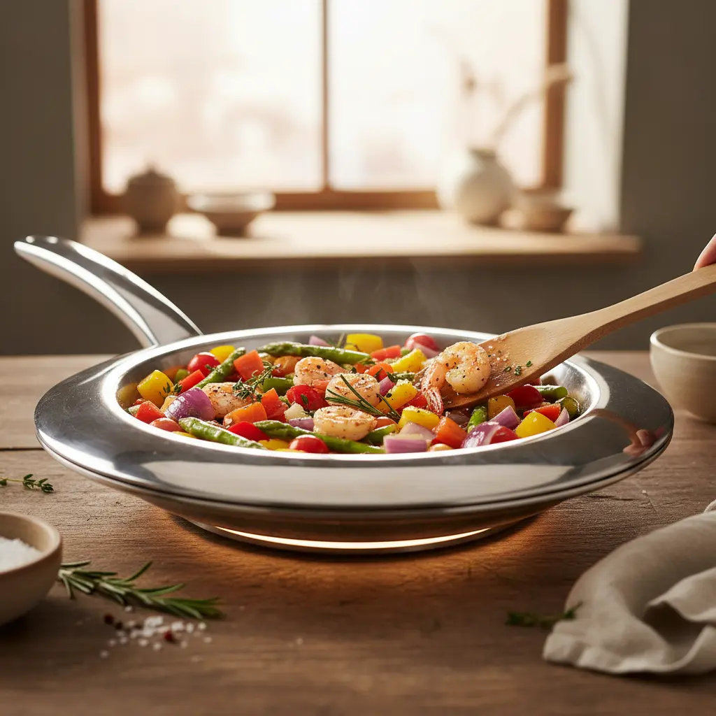 Frying saucer with ingredients