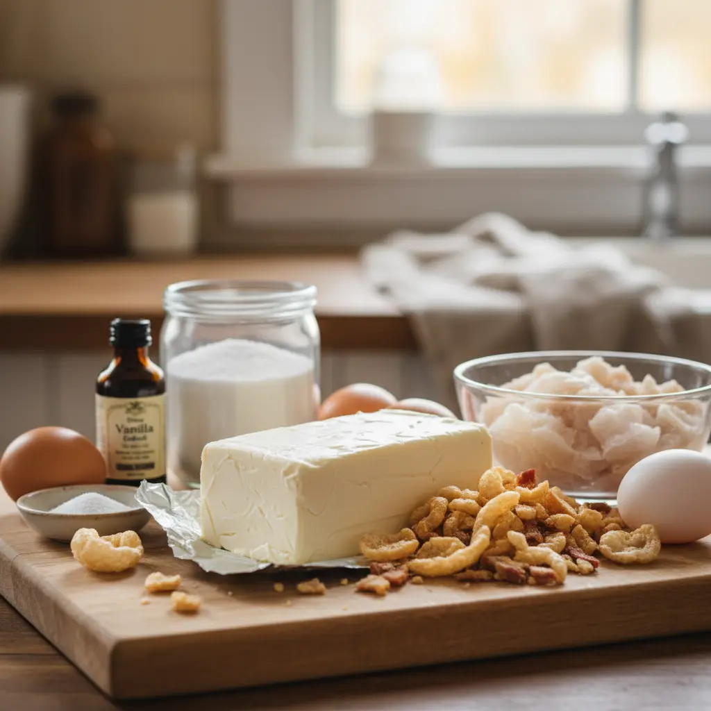 Ingredients for the Carnivore Cheesecake neatly displayed