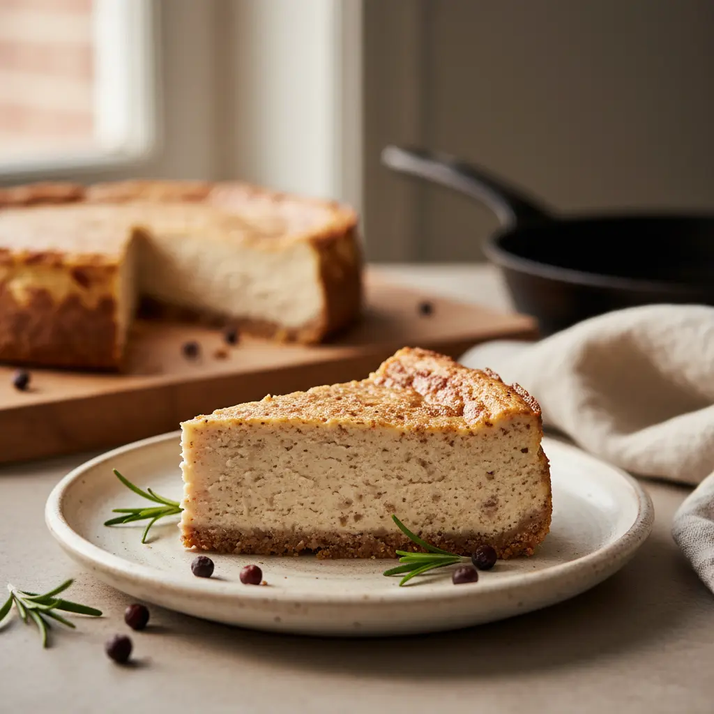 A slice of baked Carnivore Cheesecake