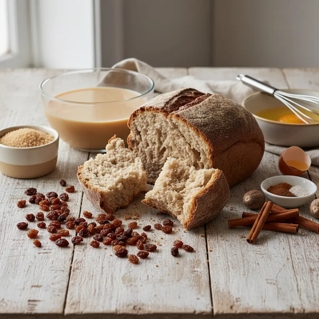 Ingredients for Jamaican bread pudding