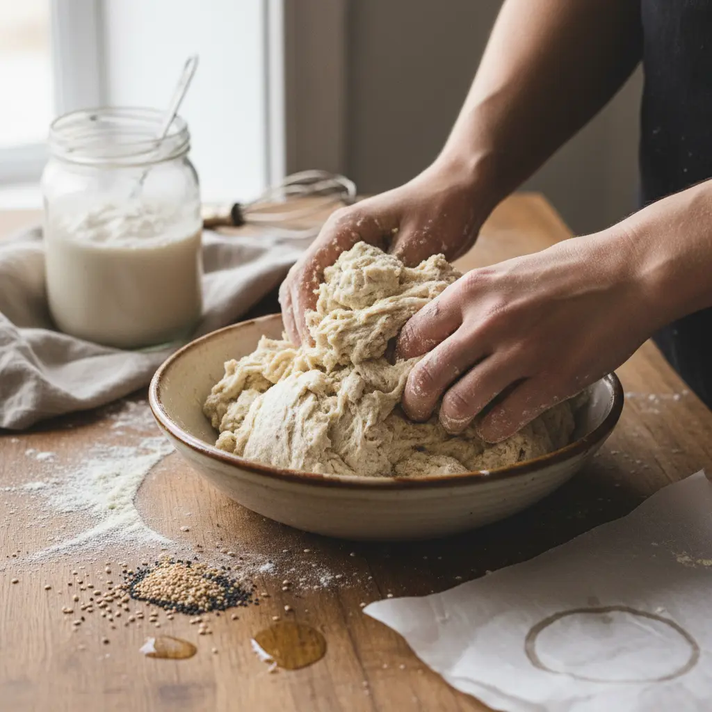 Mixing dough for discard bagels