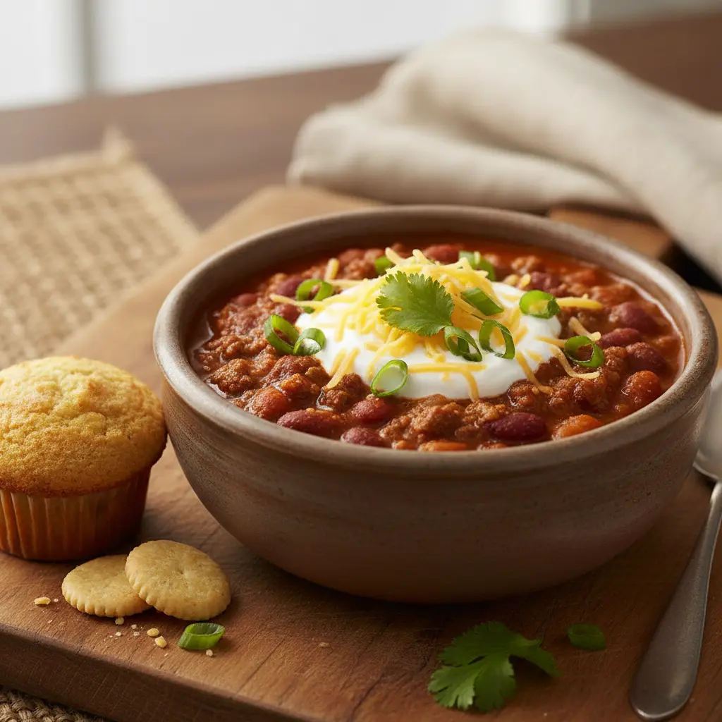 Served Panera chili with toppings