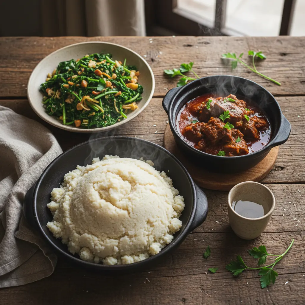 Sadza being cooked in a pot.