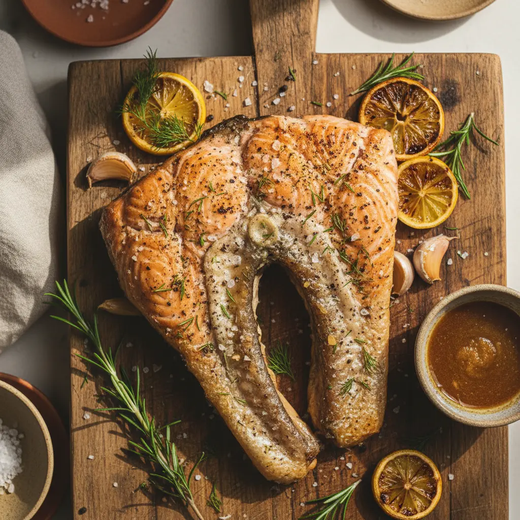 Ingredients ready for salmon collar recipe