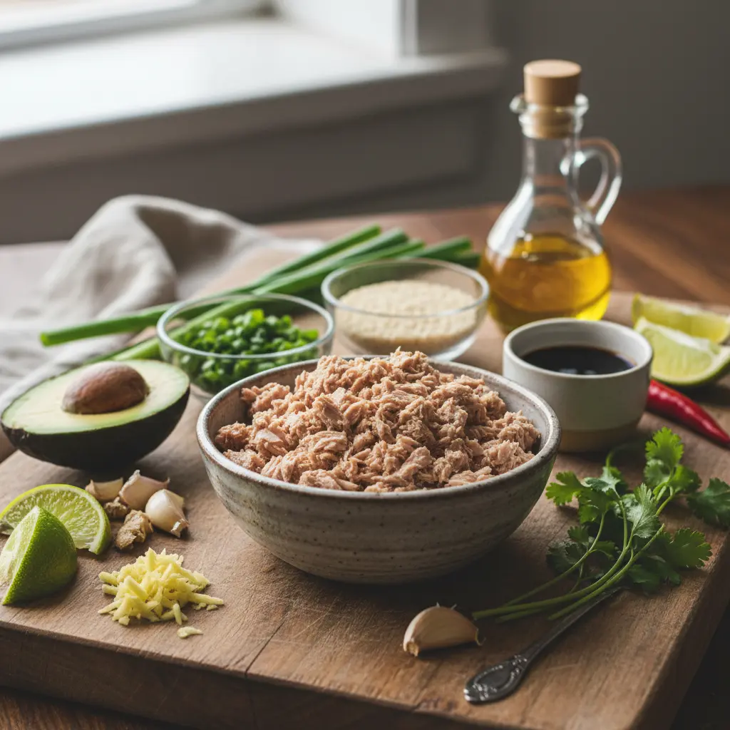 Fresh ingredients for Asian Tuna Salad
