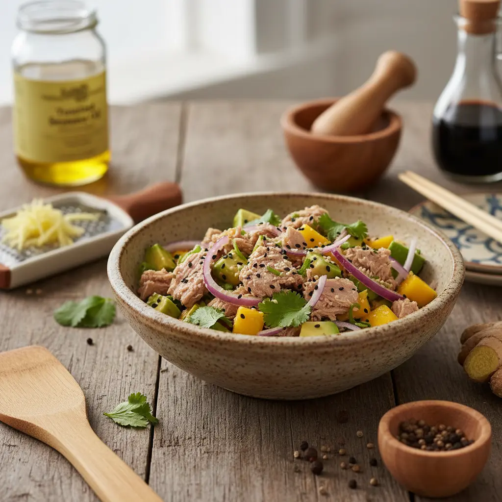 Delicious Asian Tuna Salad served on a plate